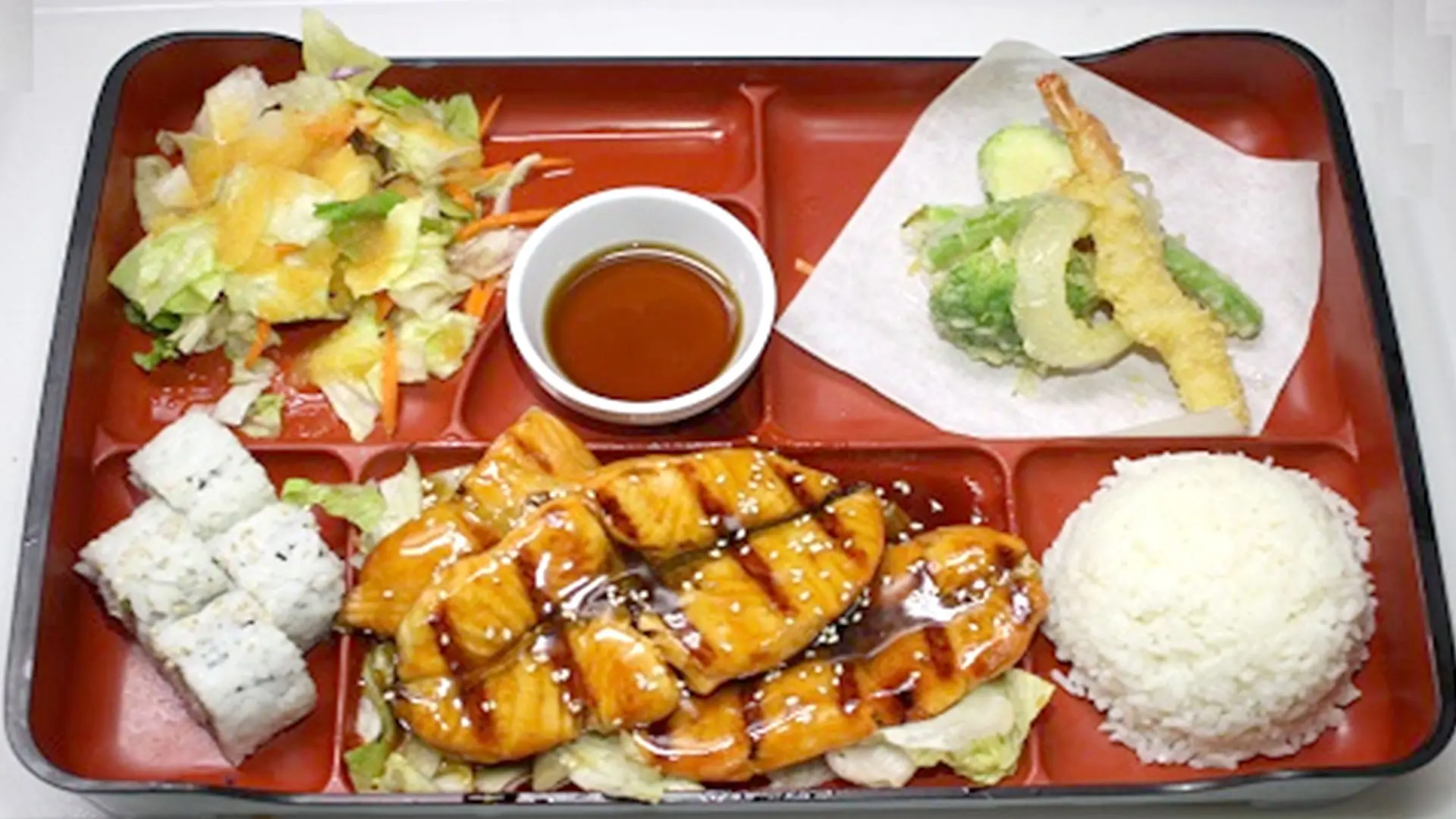 Koya-Sushi-Japanese-Restaurant-Salmon-Teriyaki-Bento-Shveg-Fontana Salmon Teriyaki Bento Shveg from Koya Sushi, a Japanese Restaurant in Fontana